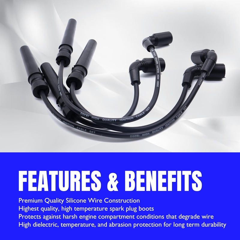 OXCANO 55400 Ignition Spark Plug Wires Set of 4 Compatible with Chevrolet Aveo 2004-2018, Aveo5 2006-2008, Daewoo Lanos 1999-2002, Pontiac Wave 2005-2008, Wave5 2005-2007, Suzuki Swift+ 2004-2007 - Image 2